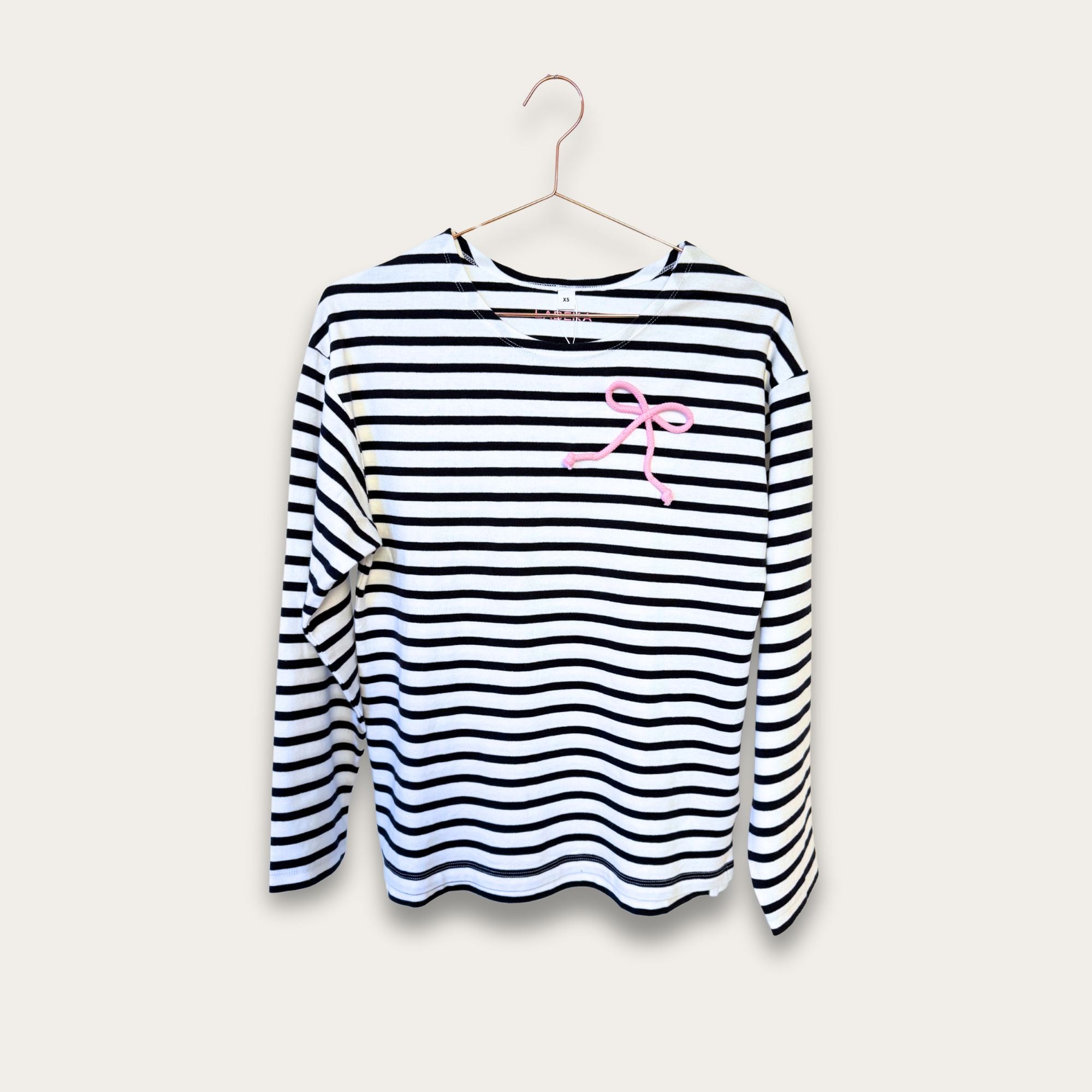 Langarm Ringelshirt | Pink Bow