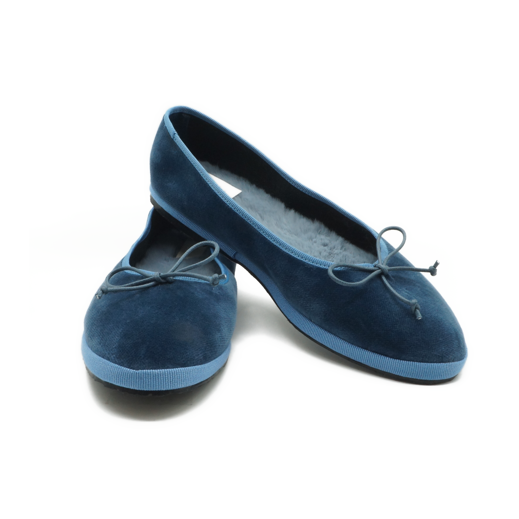 Blauer Furlane Ballerina mit hellblauer Fell Sohle von LABEKA