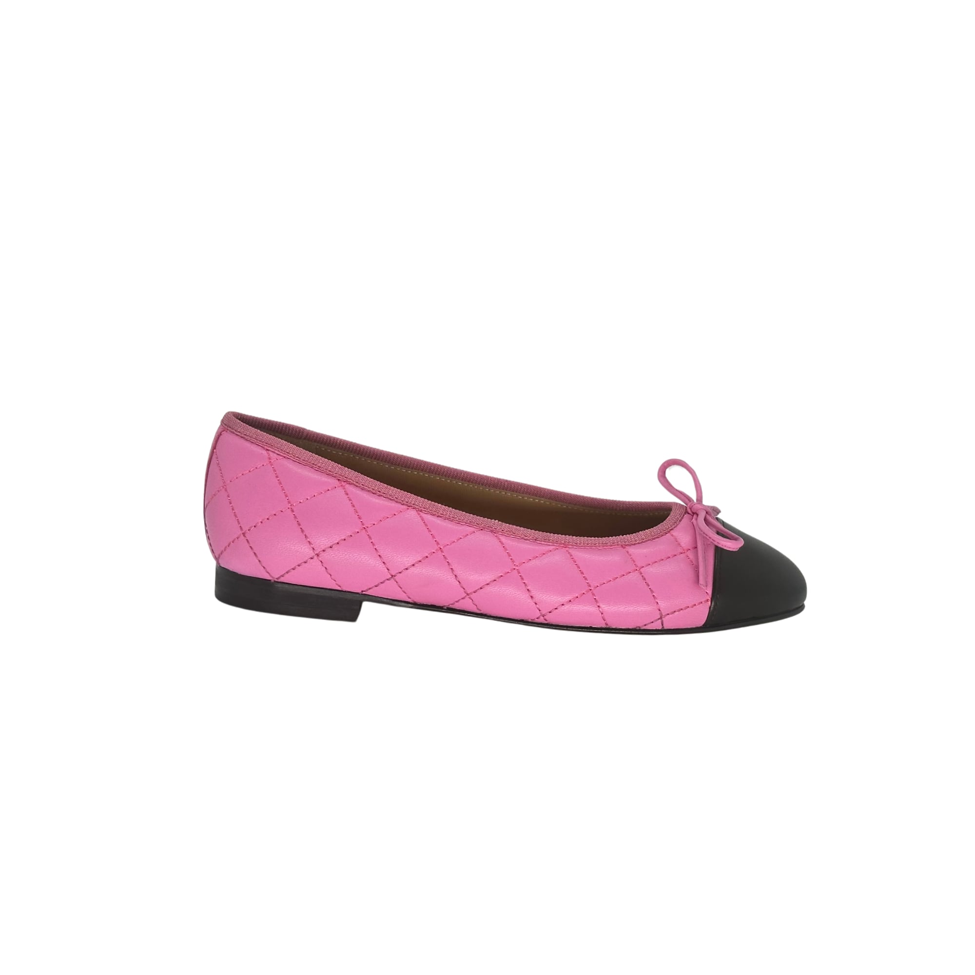 Pink colored ladies ballerinas made of quilted leather Made in Italy