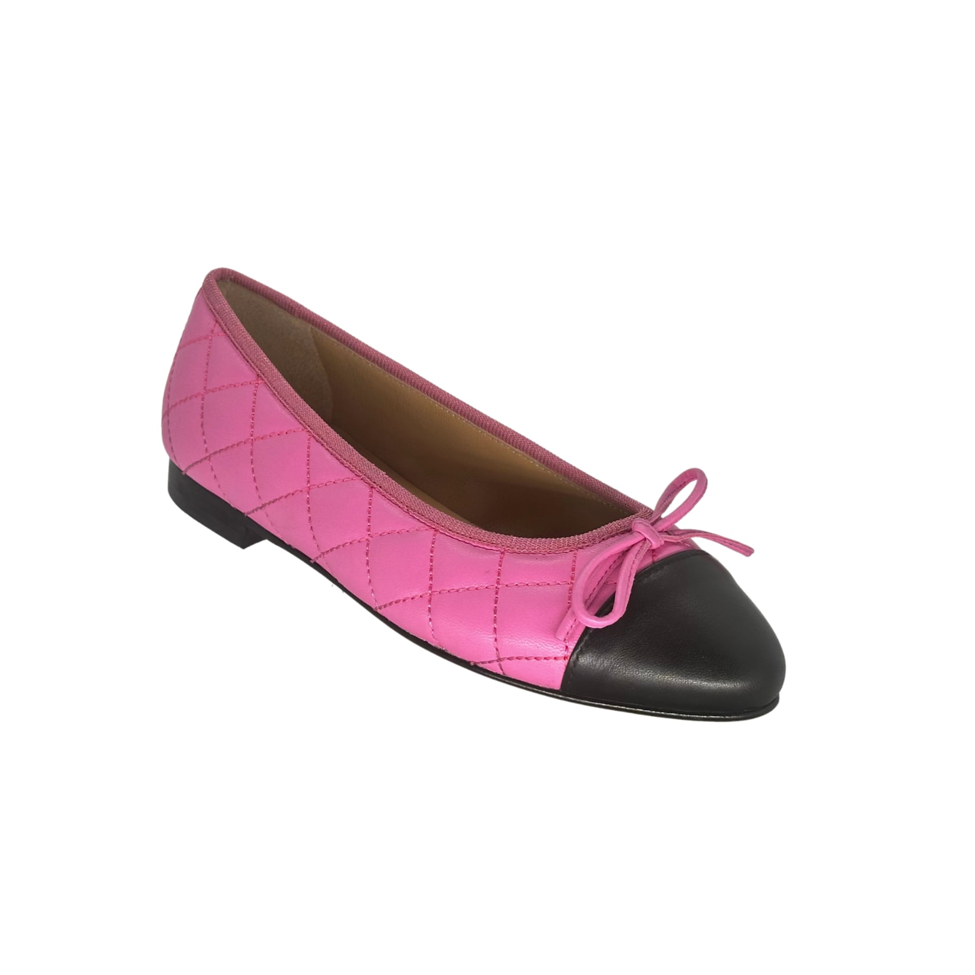Pink farbene bequeme Damen Ballerinas aus gesteppten Leder von LABEKA