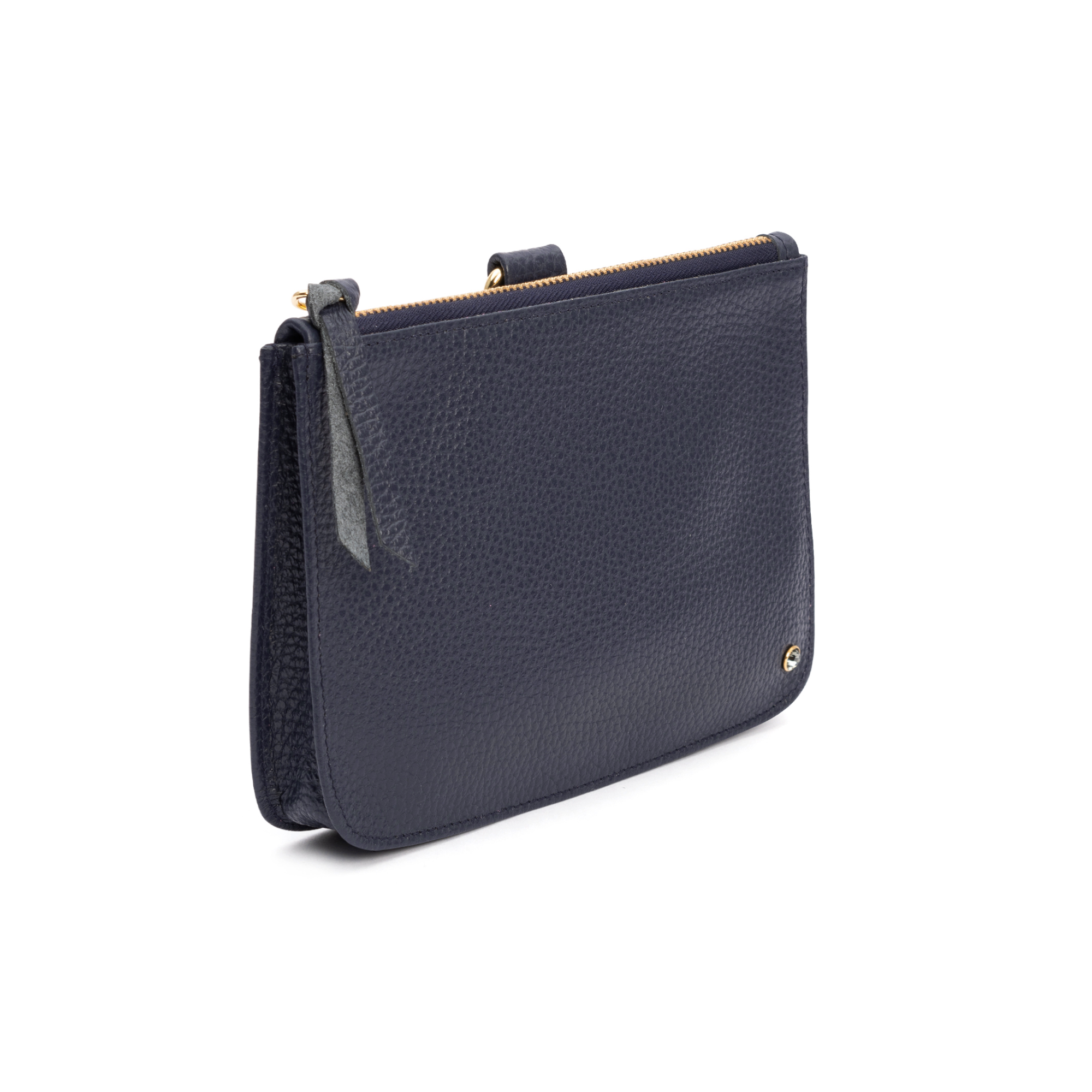 Leder Clutch Marine mit goldfarbenen Metallteilen von LABEKA