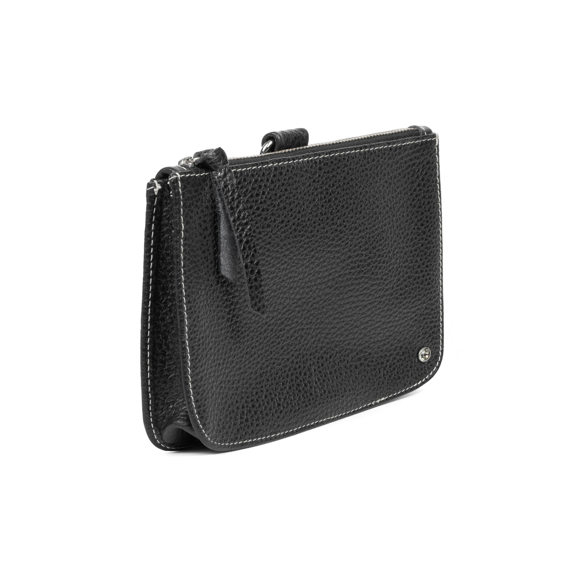 Leder Clutch Onyx mit silberfarbenen Metallteilen von LABEKA