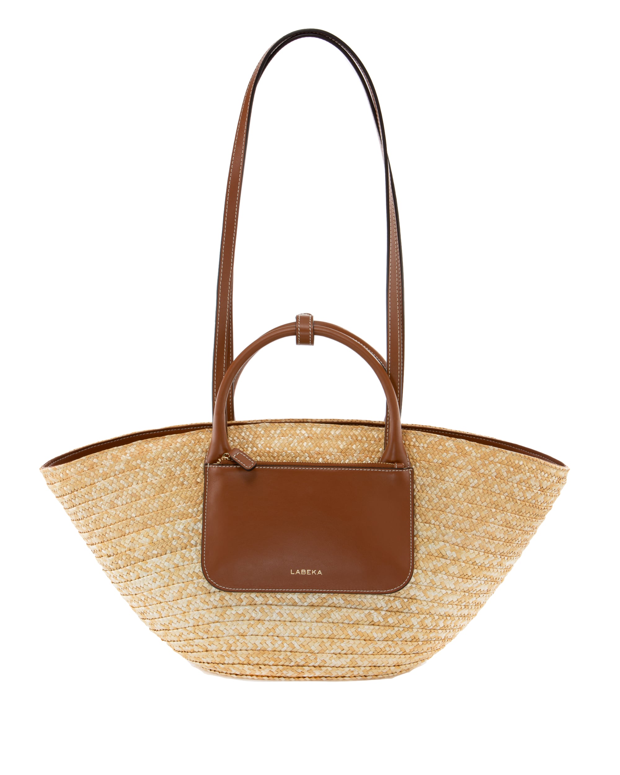 Korb Tasche Cognac mit abnehmbarer Clutch von LABEKA