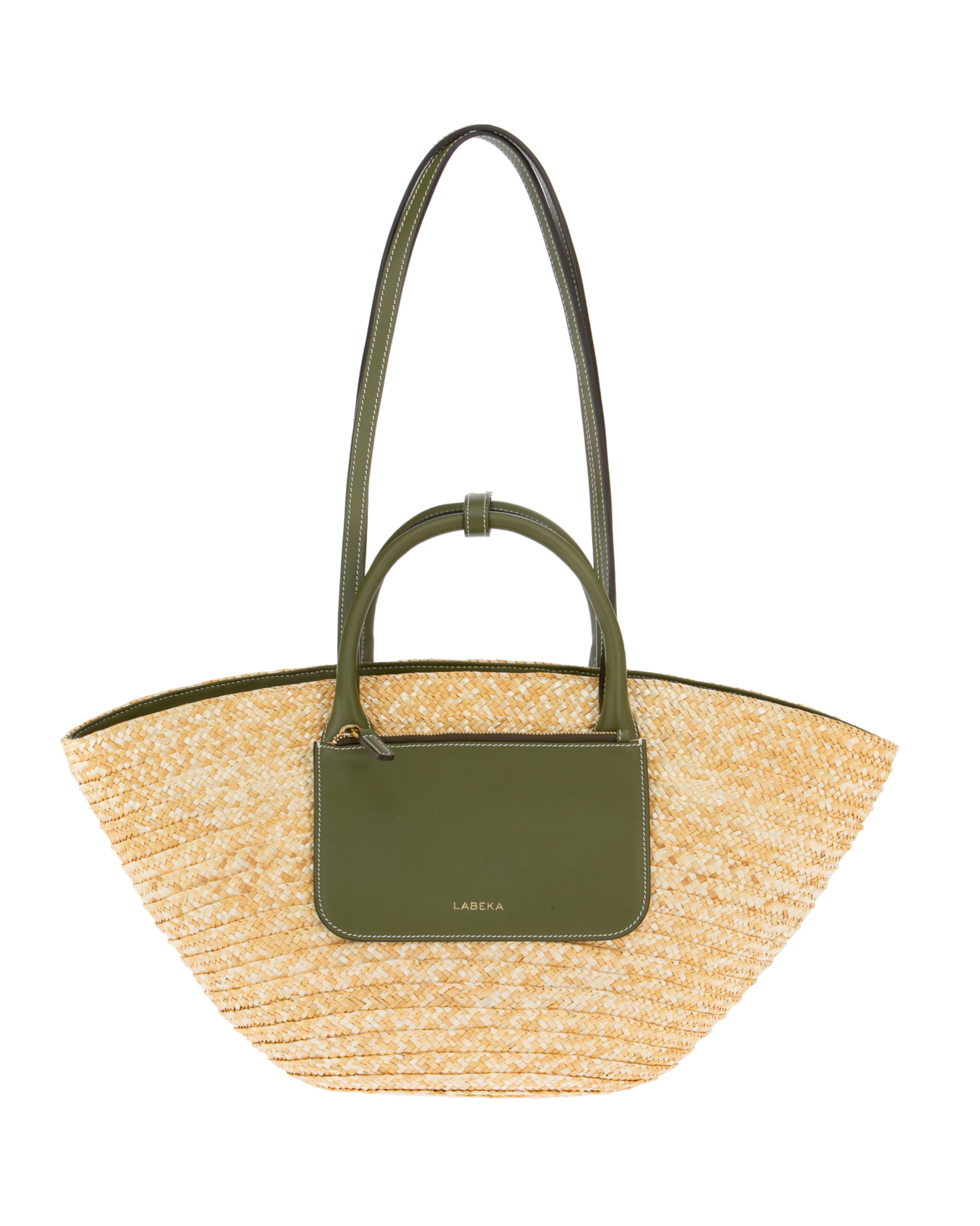 Korb Tasche Olive mit abnehmbarer Clutch von LABEKA