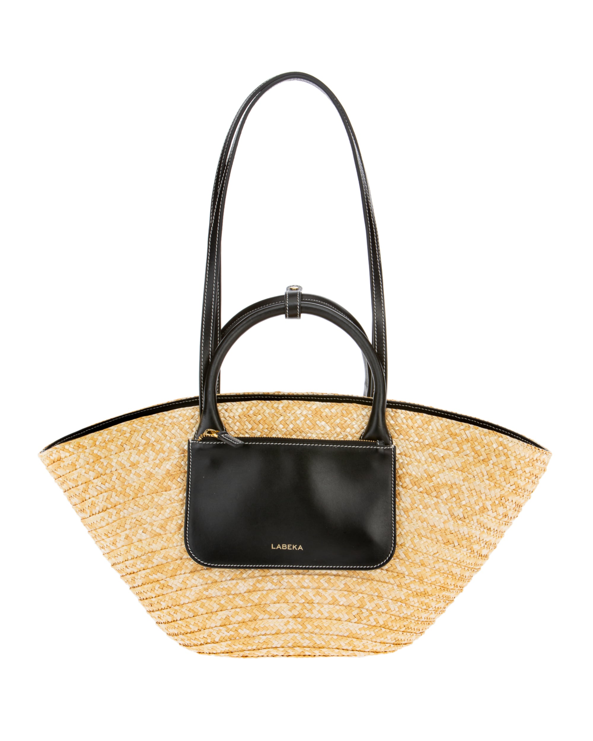 Korb Tasche Schwarz mit abnehmbarer Clutch