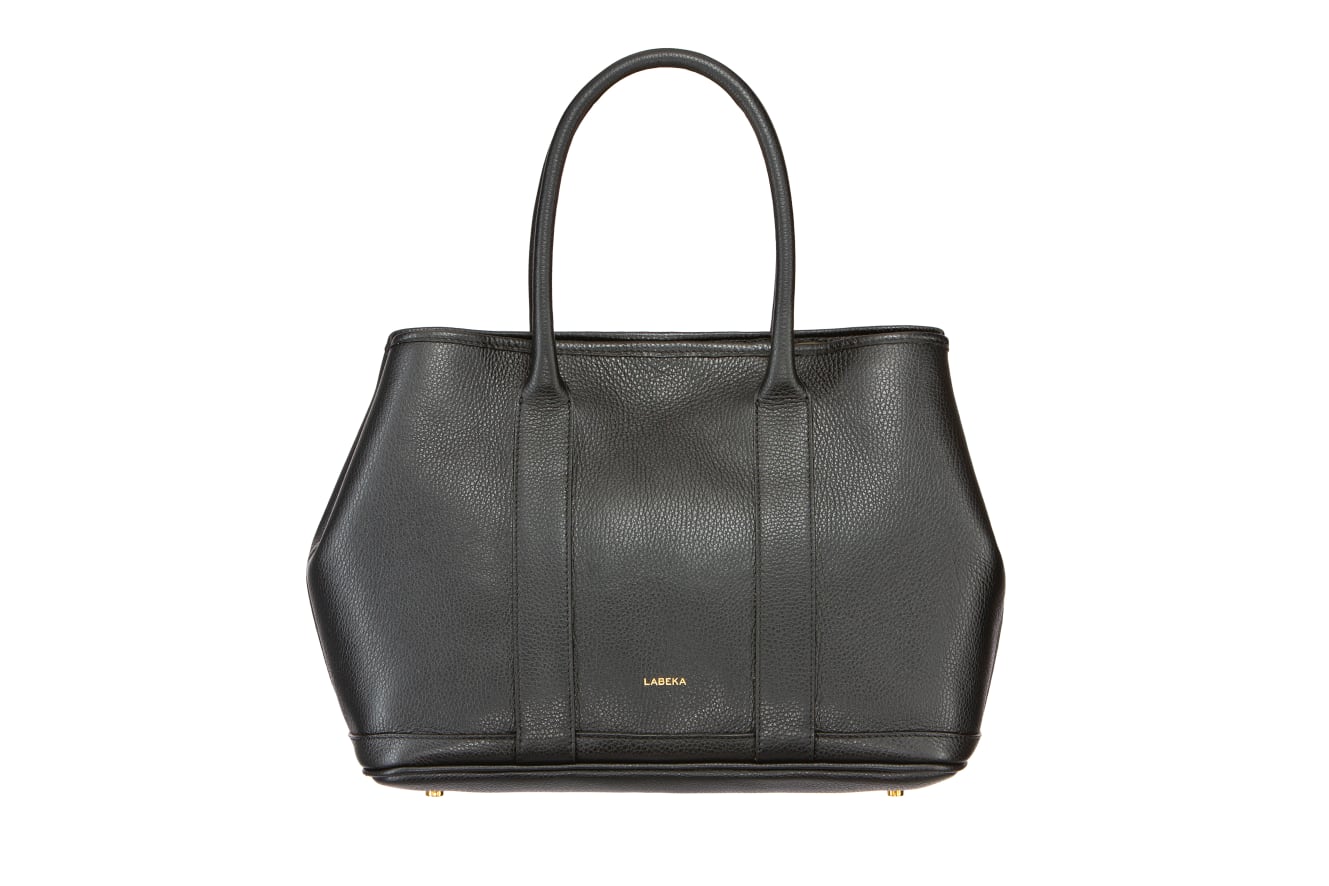 Stilvolle Große Journée Bag in Schwarz | Genarbtes Rindleder | Vielseitig & Geräumig | Schicke Handtasche für Job und Alltag | Goldene Akzente | Praktische Details | Made in Italy