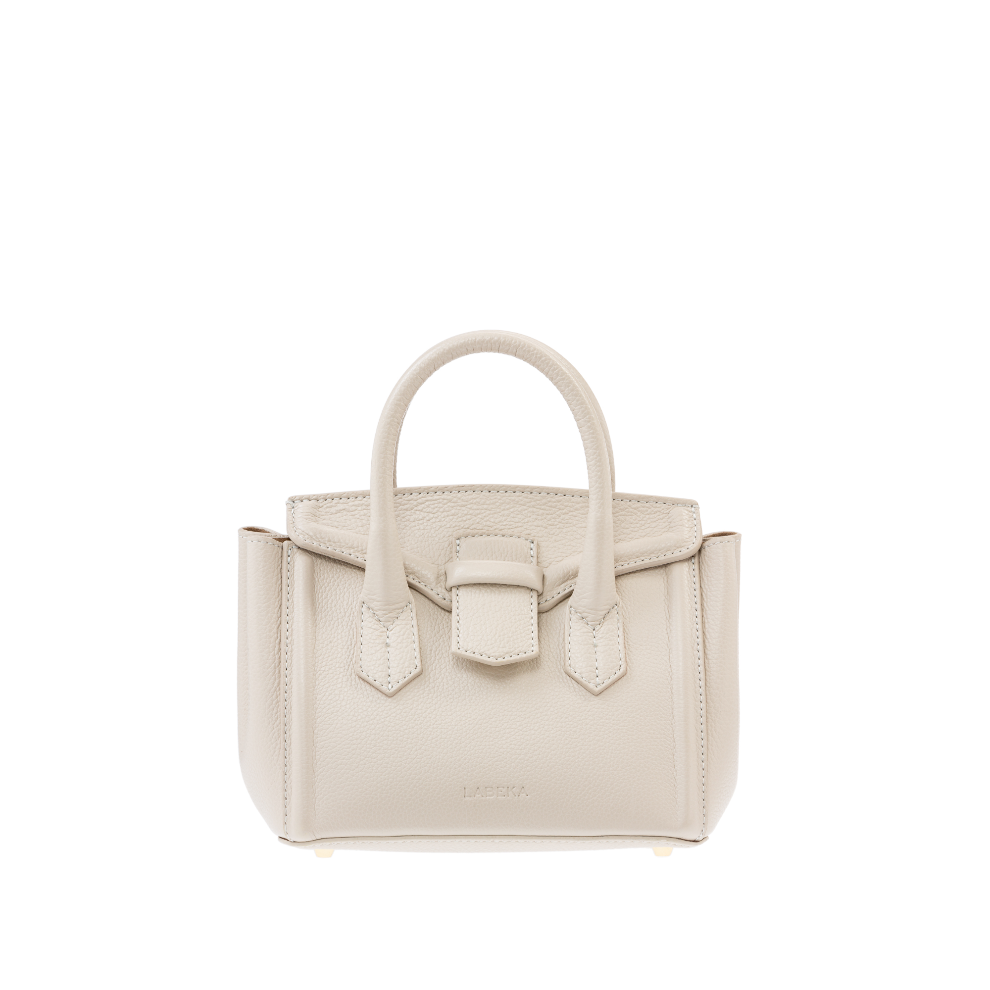 Kleine stylische Leder Damentasche in Hellgrau Beige mit einklappbaren Seiten von LABEKA