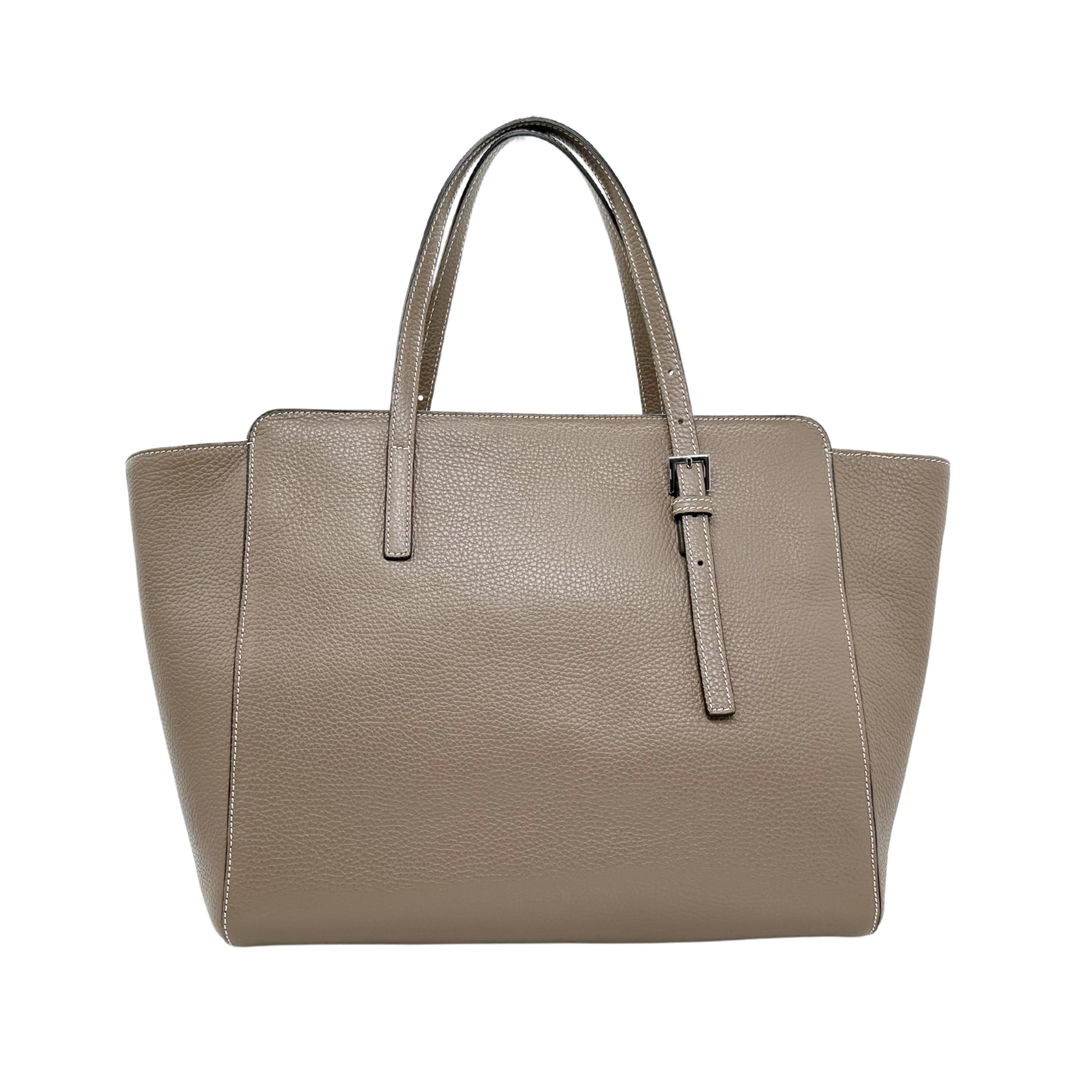 Stilvolle Große Journée Bag in Cognac Genarbtes Rindleder