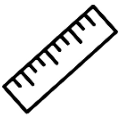 generiere die umrisse eines lineals vor weissem hintergrund im format  png mit der auflösung 128x128px 