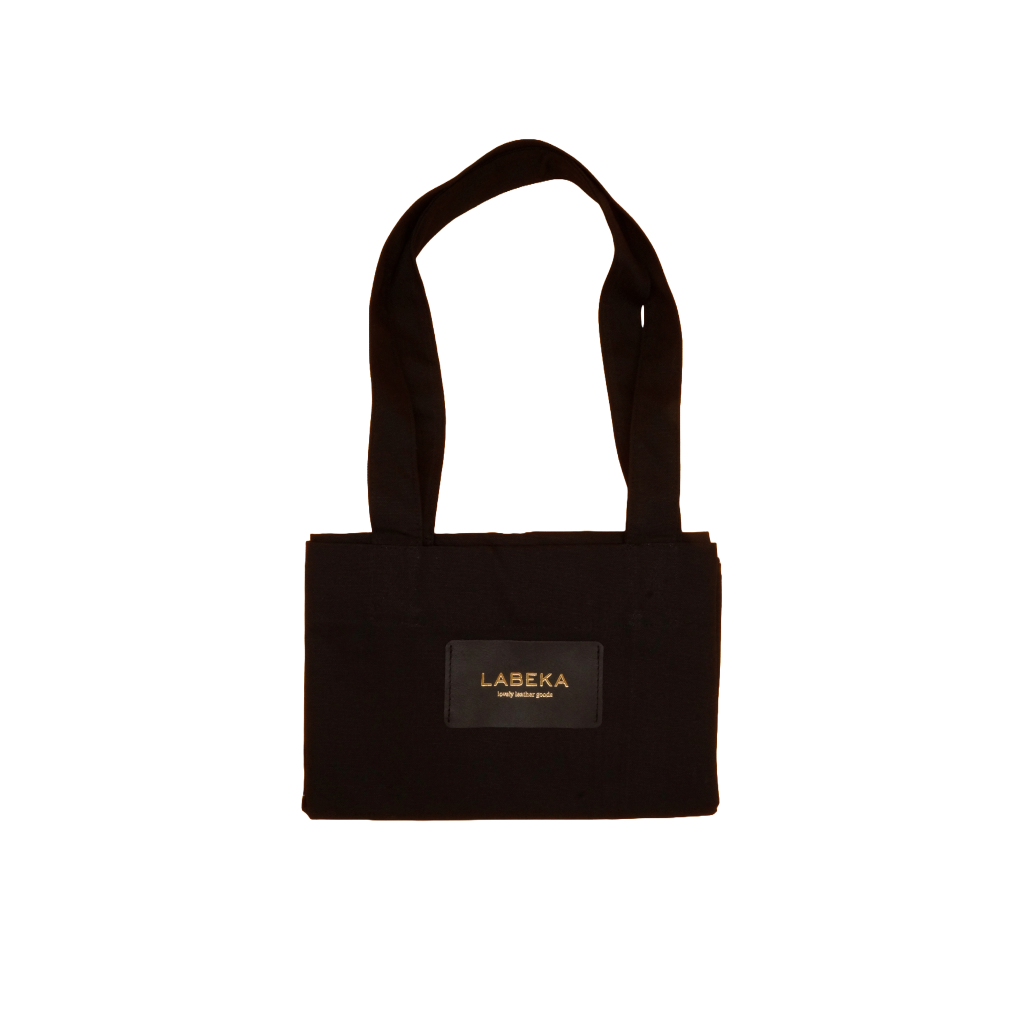 Schwarze Shopping Bag aus Baumwolle von LABEKA gefaltet